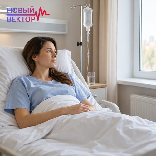 Женщина находится в палате наркологического диспансера, проходя стационарное лечение зависимости и восстановление под медицинским наблюдением